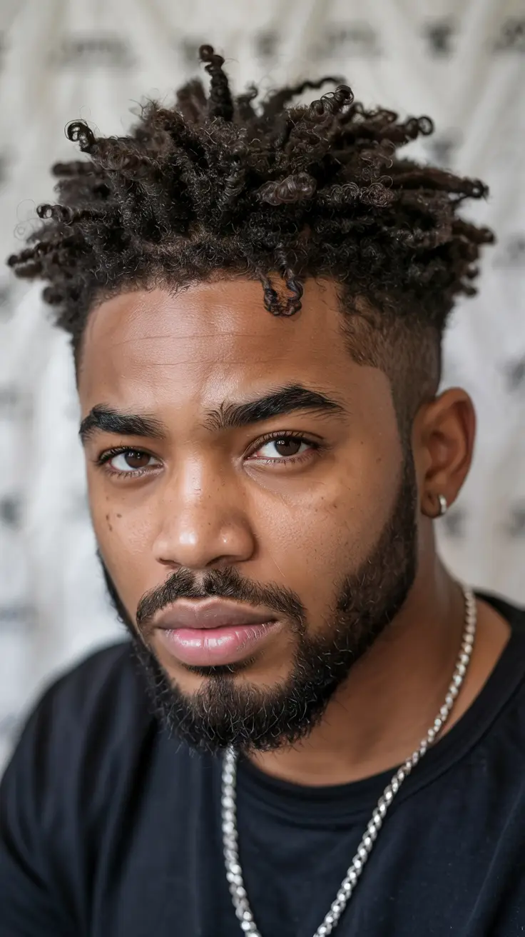 #8. Spring Coil Twists with Low Taper Fade