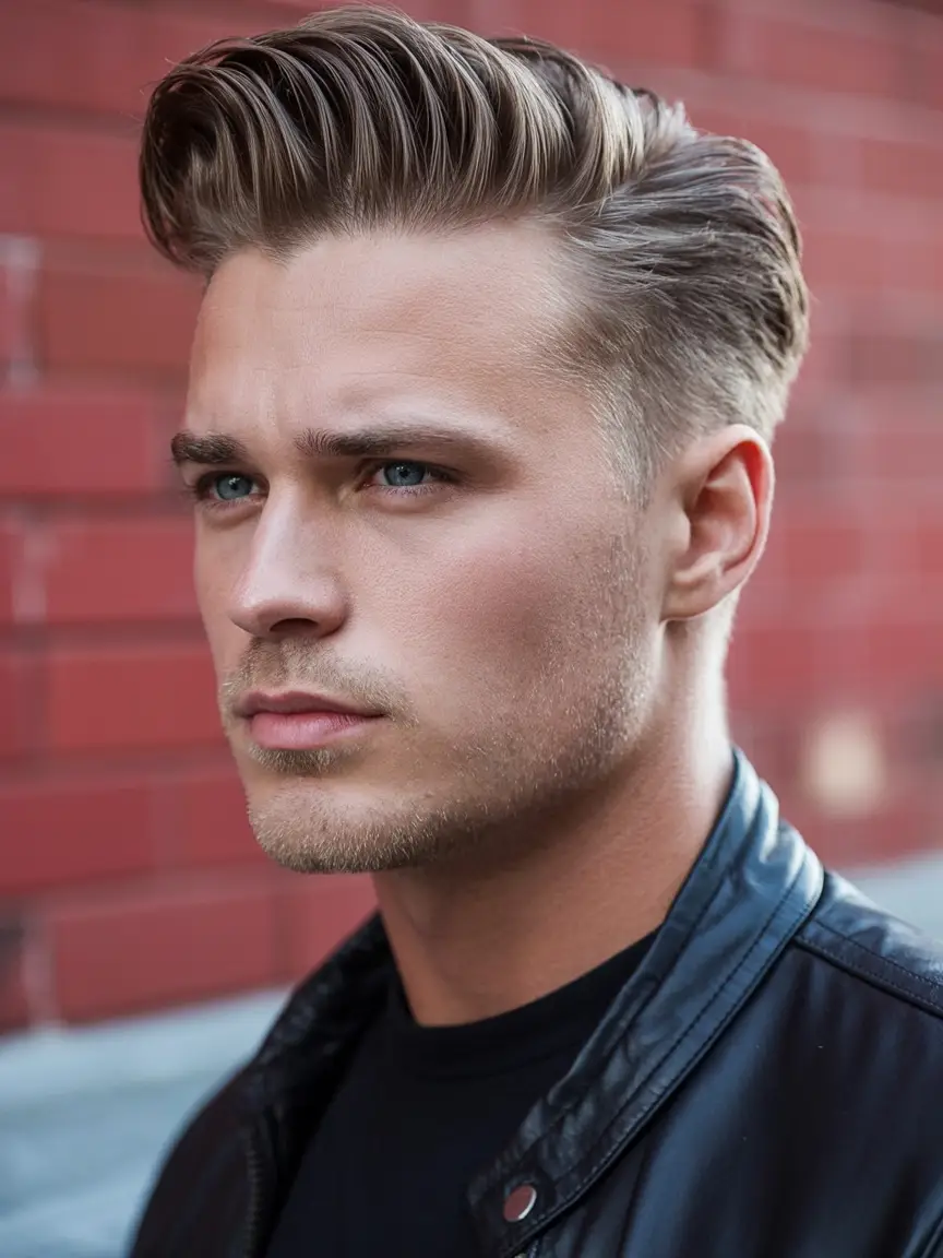 #8. Volumized Slick-Back with Tapered Sides