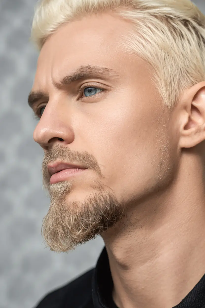 #9. Bleach-Blonde Extended Goatee with Windswept Texture