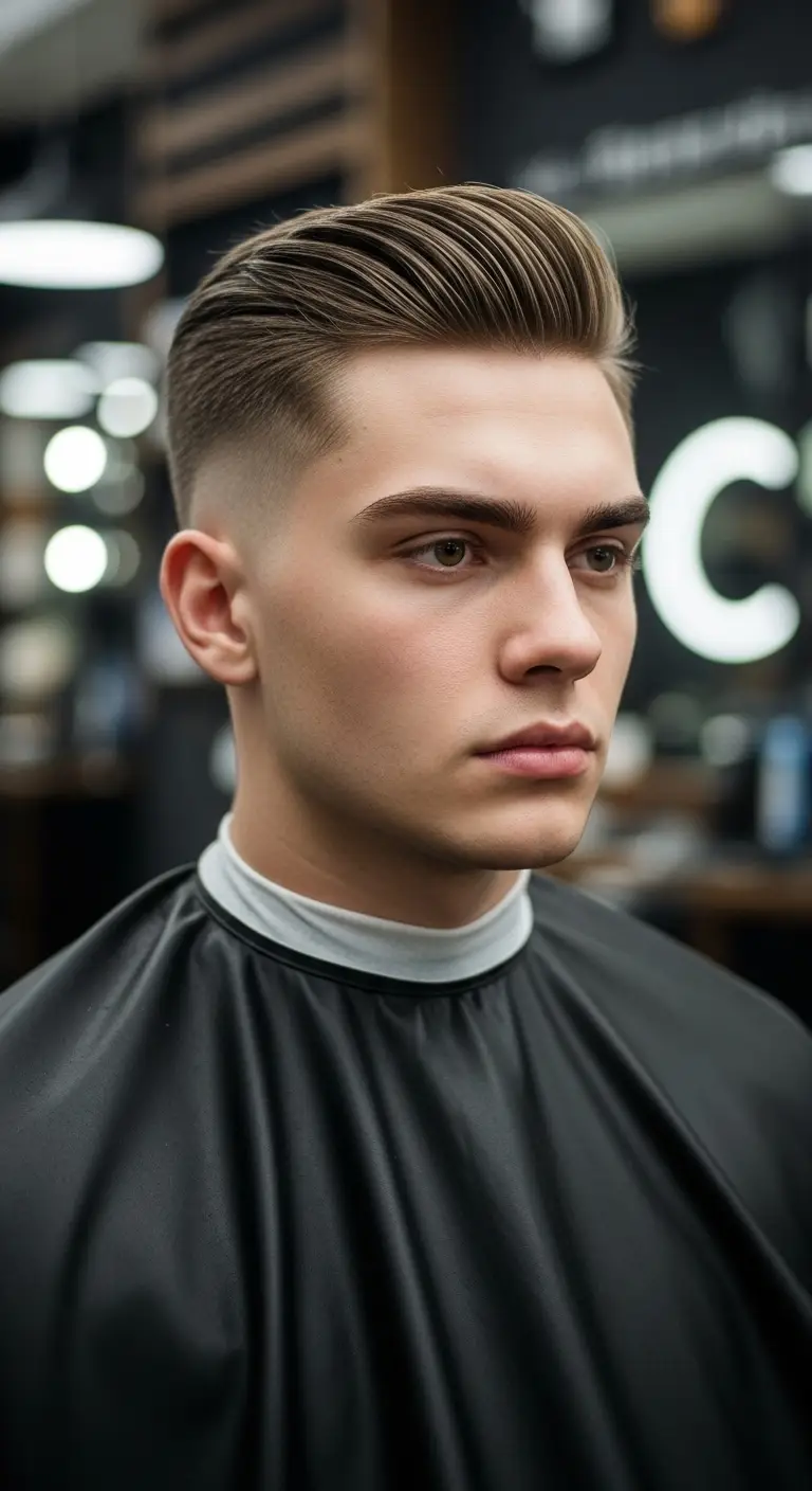 #9. Classic Comb Over with High Fade