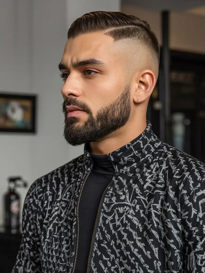#9. Precision Taper Fade with Deep Side Part