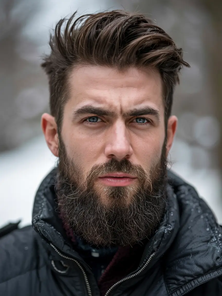 #9. Textured Brush Up with Thick Beard