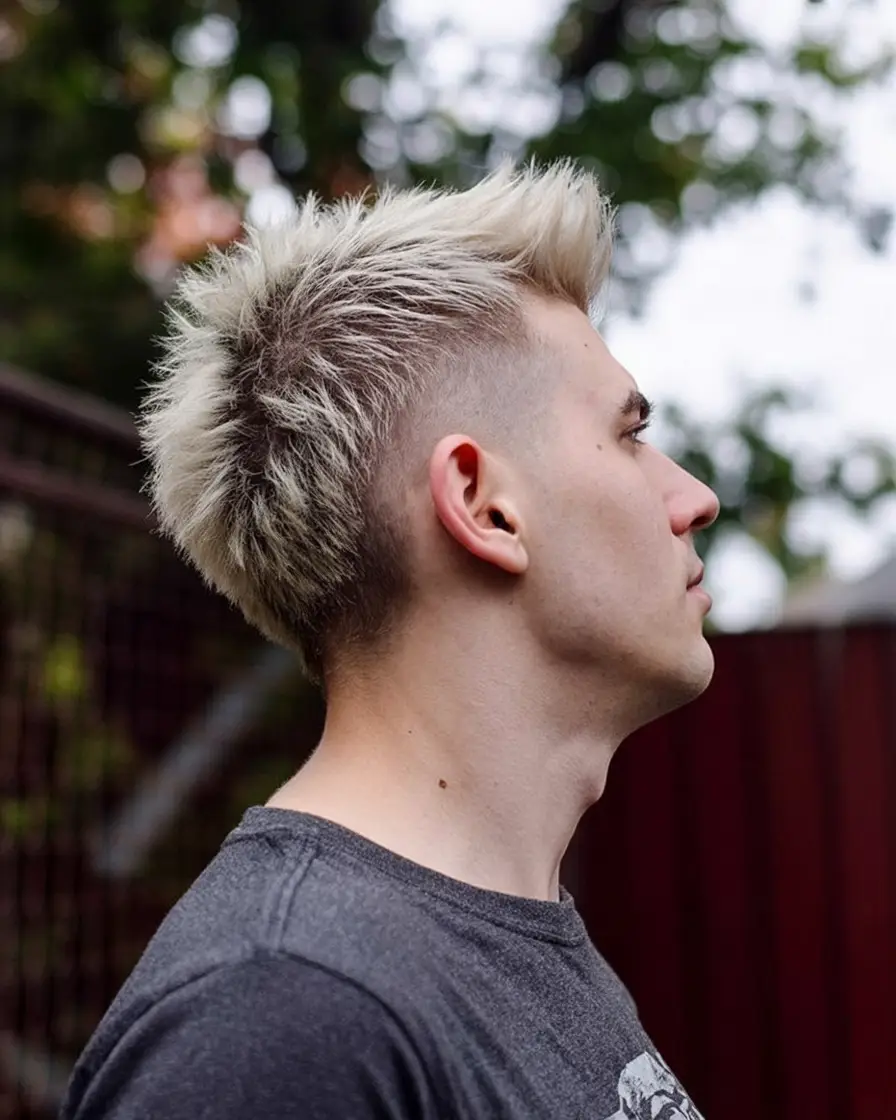 #10. Bleached Spiky Mohawk with Skin Fade