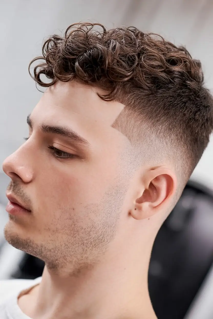 #11. Taper Fade with Light Curly Crop and Sharp Line-Up