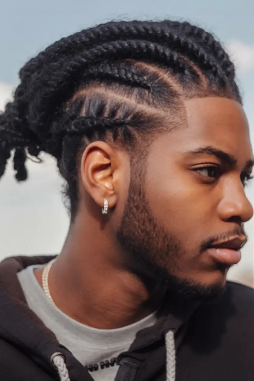 #12. Loose Cornrows with Natural Flow and Shape Up
