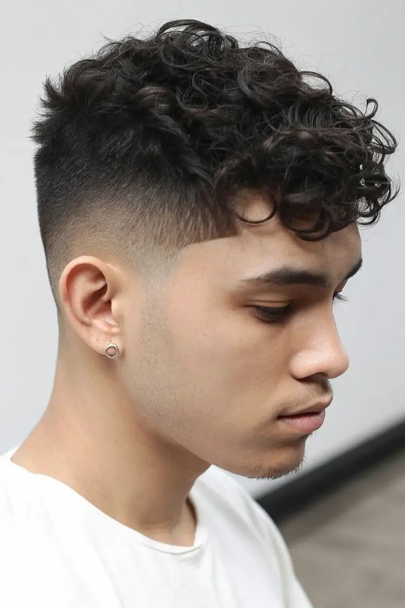 #13. Soft Curls with Mid Skin Fade
