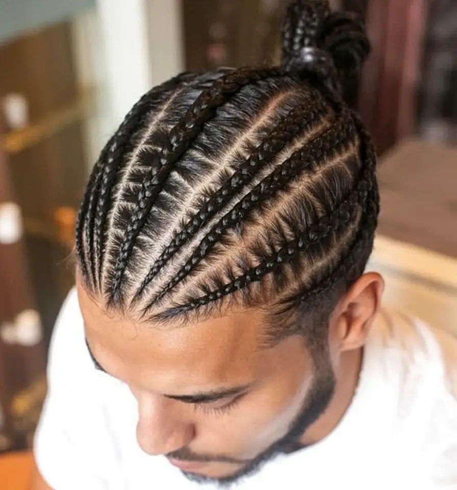 #14. Layered Feed-In Cornrows with Braided Knot