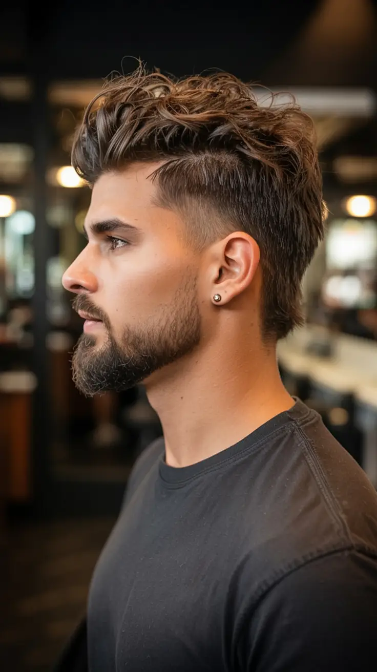 #15. Tousled Tapered Mohawk with Sculpted Beard