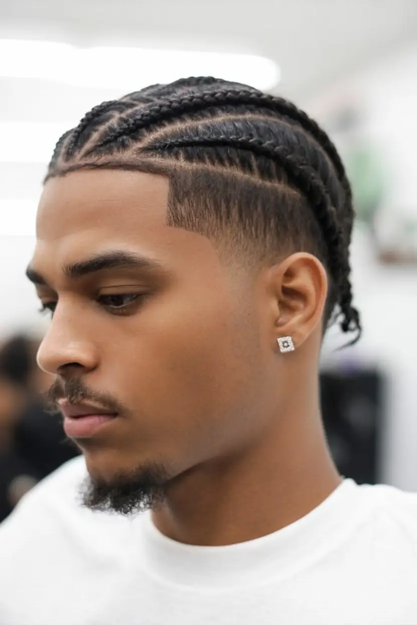 #16. Clean Taper Cornrows with Sharp Hairline