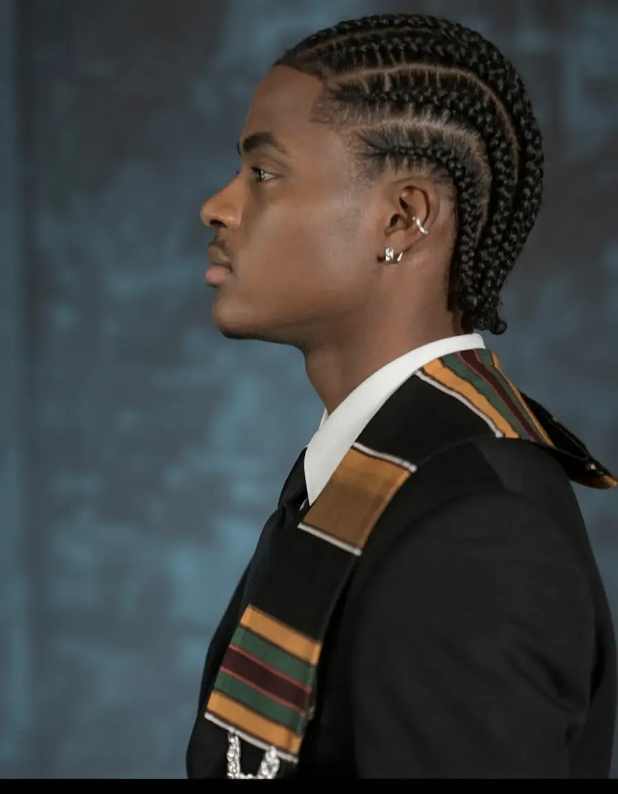 #2. Classic Back Cornrows with Clean Parting
