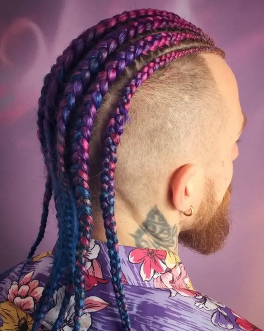 #20. Vibrant Galaxy Cornrows with Undercut