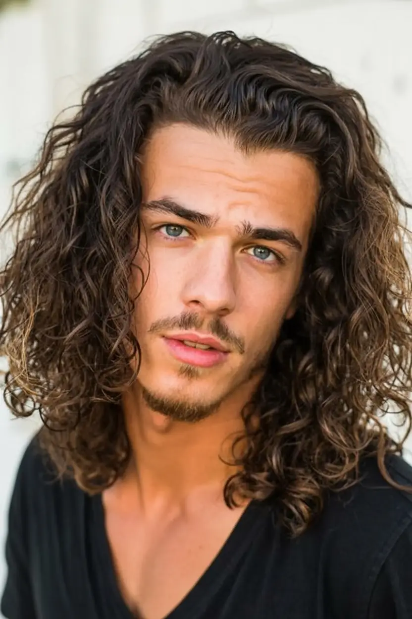 #3. Shoulder-Length Wet Curls with Middle Part
