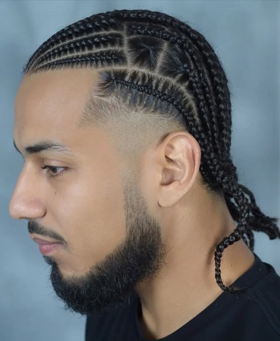 #4. Grid-Parted Cornrows with Low Taper Fade