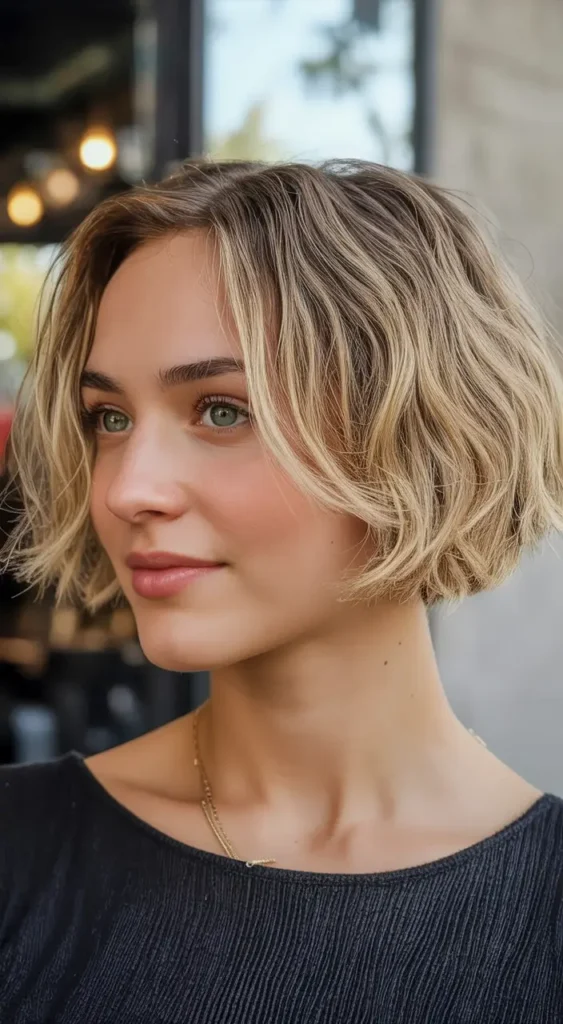 4. Sun-Kissed Wavy Crop Bob
