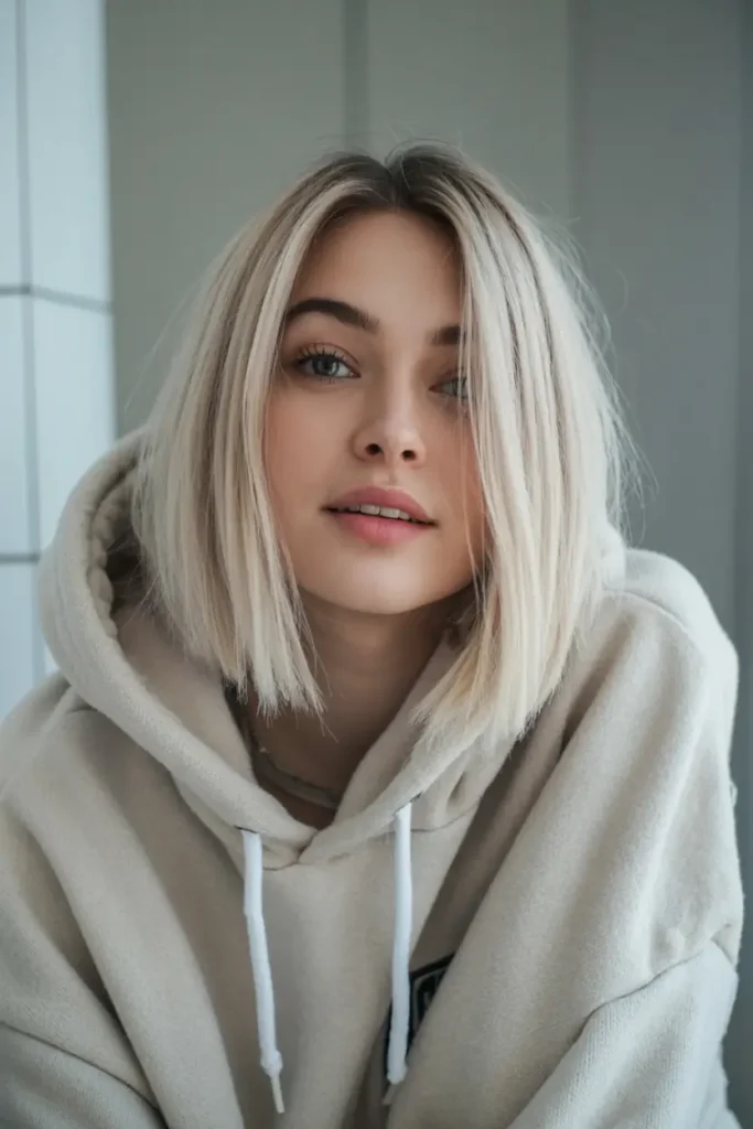 5. Icy Blonde Soft Cut Bob