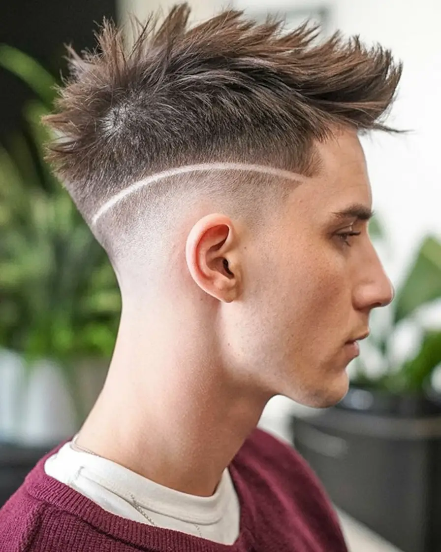 #8. Spiked Mohawk with Curved Razor Fade