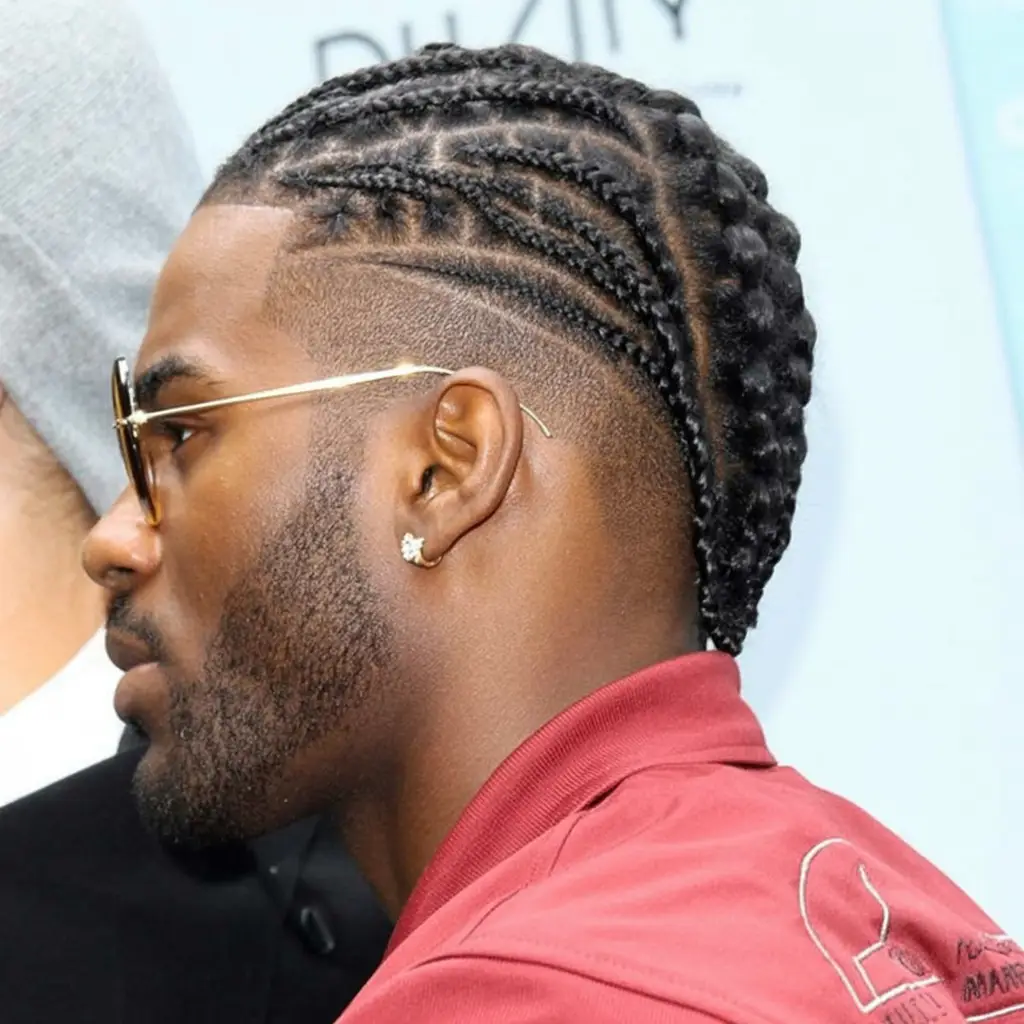#8. Twist-Linked Cornrows with Tapered Finish